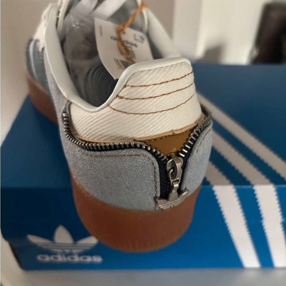 Adidas Men's Denim Blue and White Sneakers - Picture 3 of 5